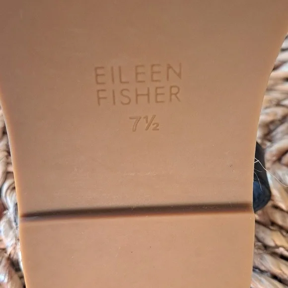 Eileen Fisher Womens Max Black Leather Washed Espadrille Flat Strap Sandals 7.5 - Picture 8 of 8